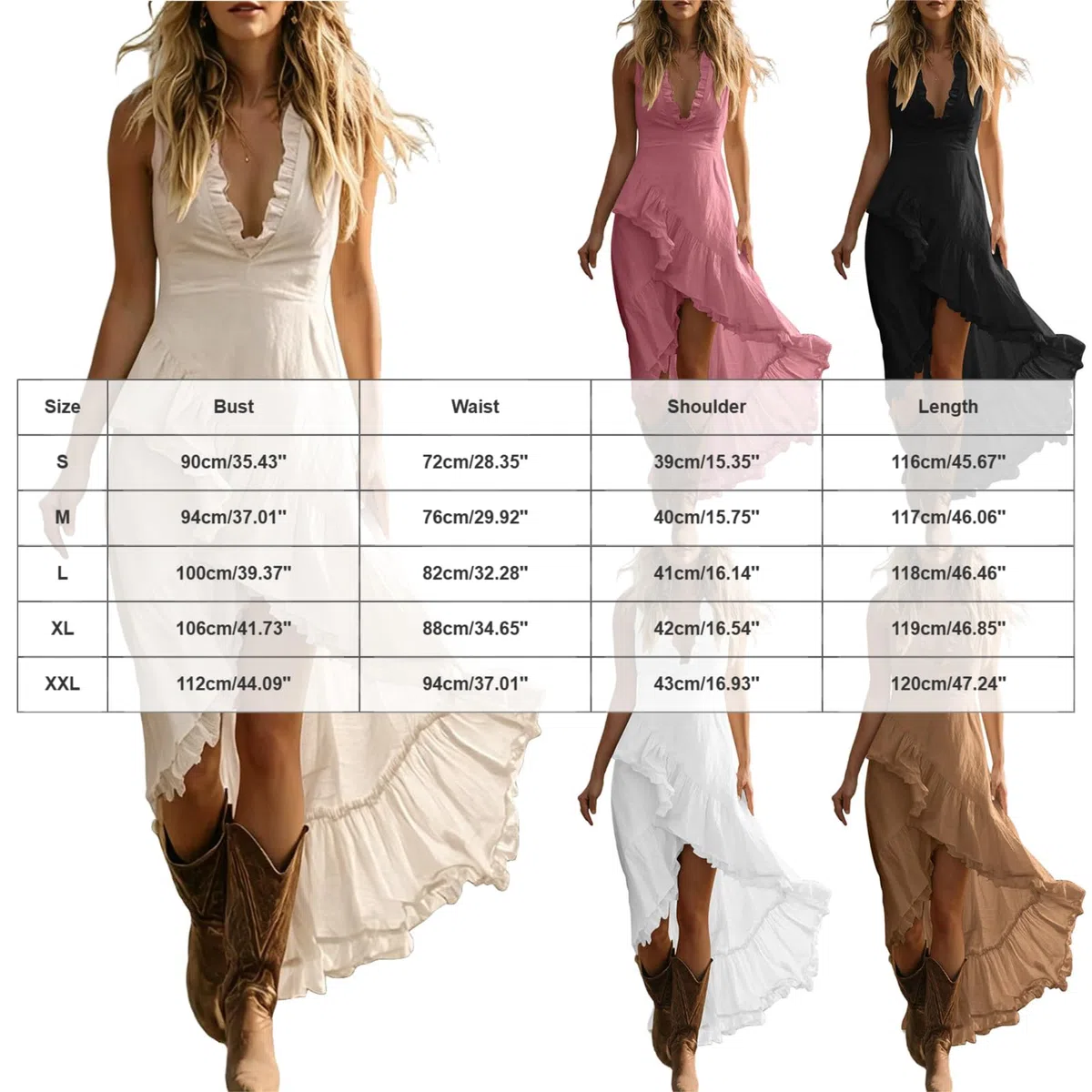 Vestidos Verano Mujer Vestidos Verano Mujer Largos, Cuello En V Lino Natural Cuello En V Falda Asimétrica Vestido De Fiesta Mujers Elegantes Vestido Tejido Elástico Frío