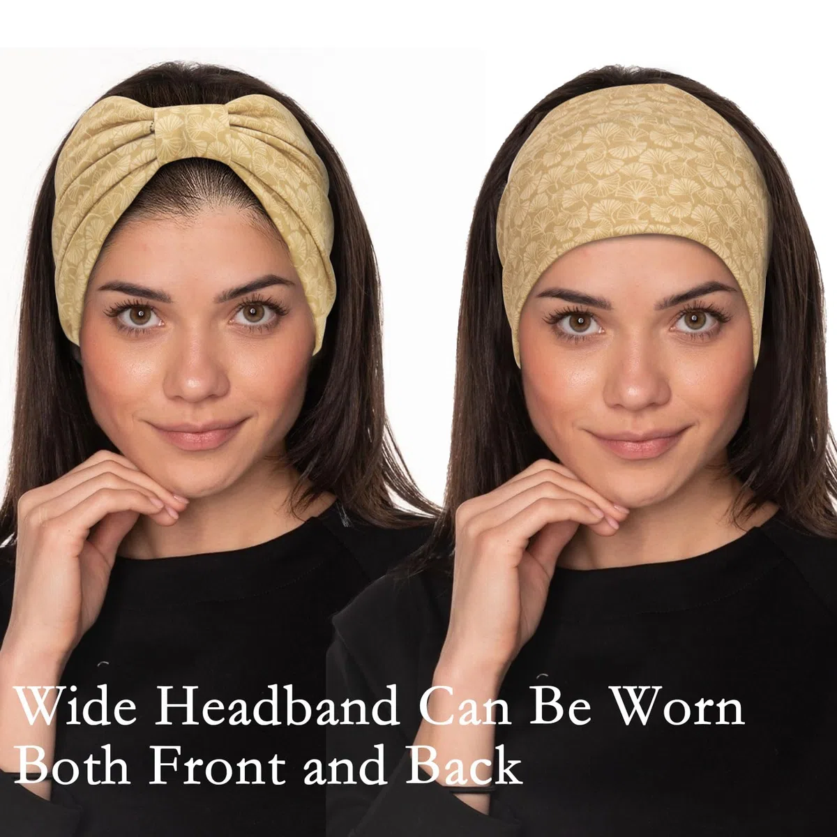 Cobahom 6 diademas anchas para mujer, antideslizantes, de tela suave, turbante, lisas, elásticas, deportivas, para entrenamiento, yoga, correr (patrón de hojas)