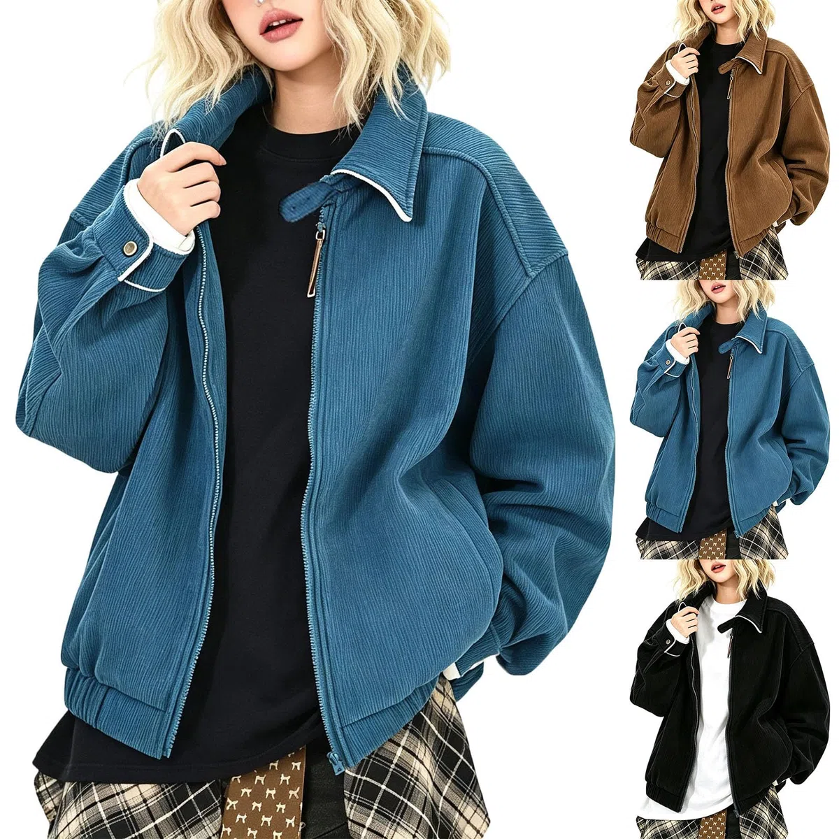 Generisch Hoodie Damen Oversize Sweatjacke mit Kapuze Reißverschluss Hoody Basic Casual Kapuzenjacke Freizeit Kapuzenpullover einfarbig Langarm Jogging Jacke locker Sportjacke Sweatshirt