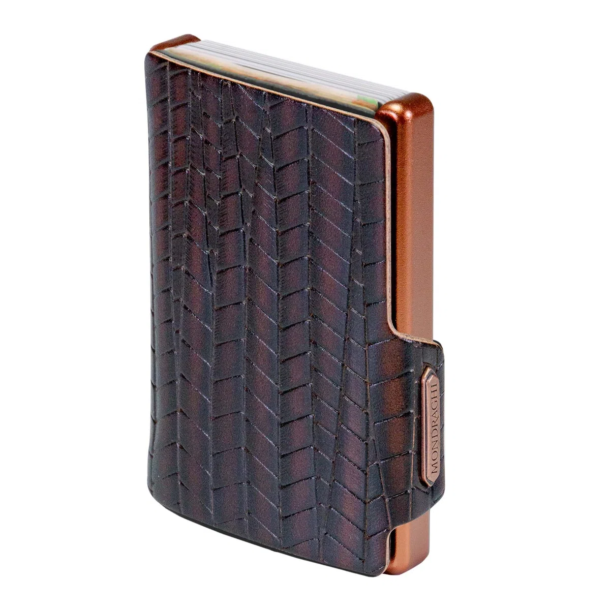 MONDRAGHI® Mini Cartera Ultraligera, Slim - Tarjetero y Portadocumentos con Monedero. Piel Auténtica - Pequeño y de Bolsillo | EVOLUTION, marrón, Fino