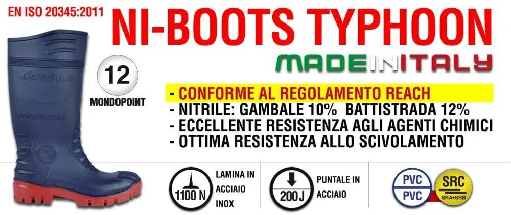 COFRA Typhoon Blue/Red S5 FO SR Talla Bota PVC/Nitrilo Azul/Rojo - Puntera y Lamina Botas de Trabajo Zapatos de Seguridad