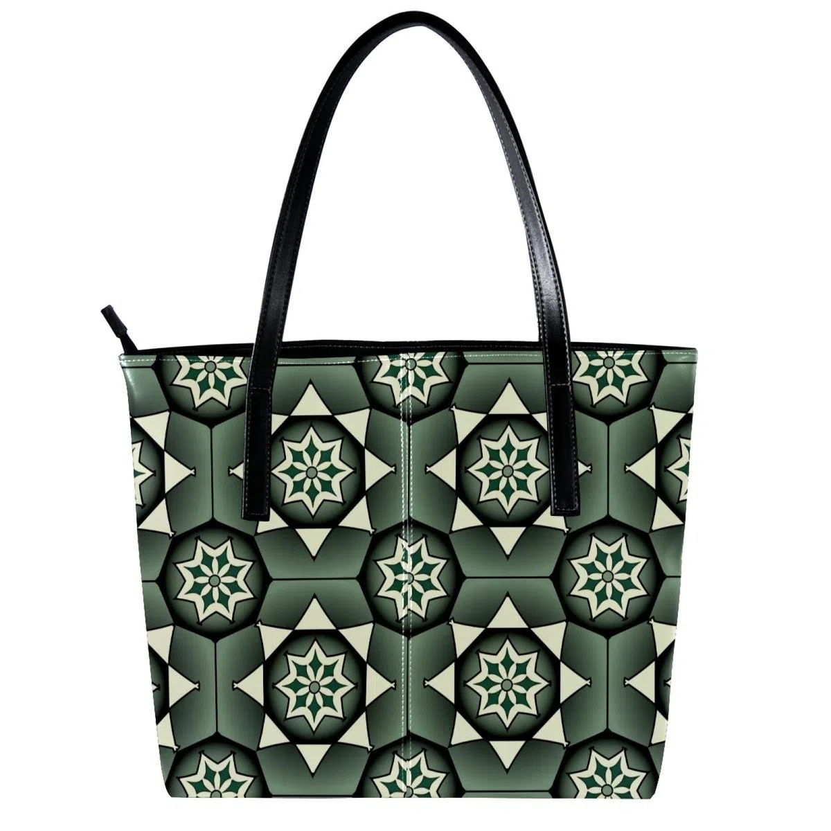 Bolso de mano de piel sintética con diseño de flores artísticas geométricas, Varios colores