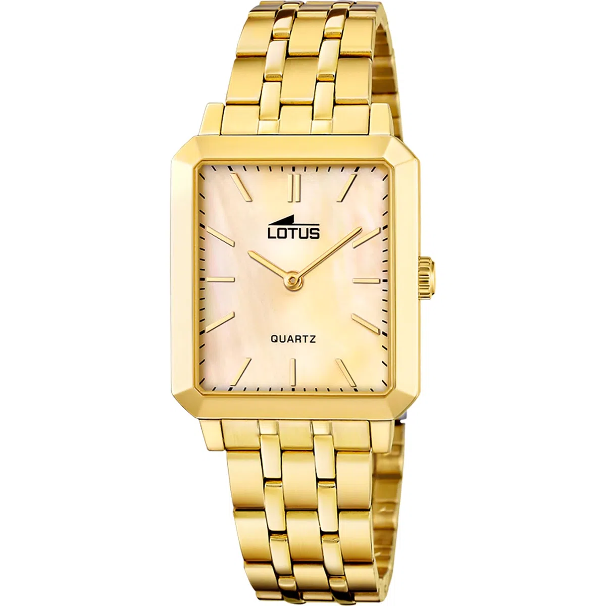 LOTUS Reloj Mujer Analógico de Acero Inoxidable 316l Dorado | Movimiento de Cuarzo, Cristal Mineral de Alta Resistencia, Resistente al Agua 5 ATM 18982/2, Square Series