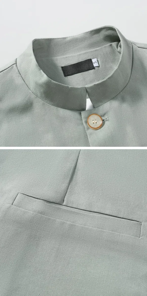 Blazer Casual De Lino para Hombre Chaqueta Ligera De Verano con Cuello Alto Y Estilo Mandarín. Chaqueta Deportiva Elegante E Informal para Hombre. Chaqueta De Traje Casual De Negocios para El Traba
