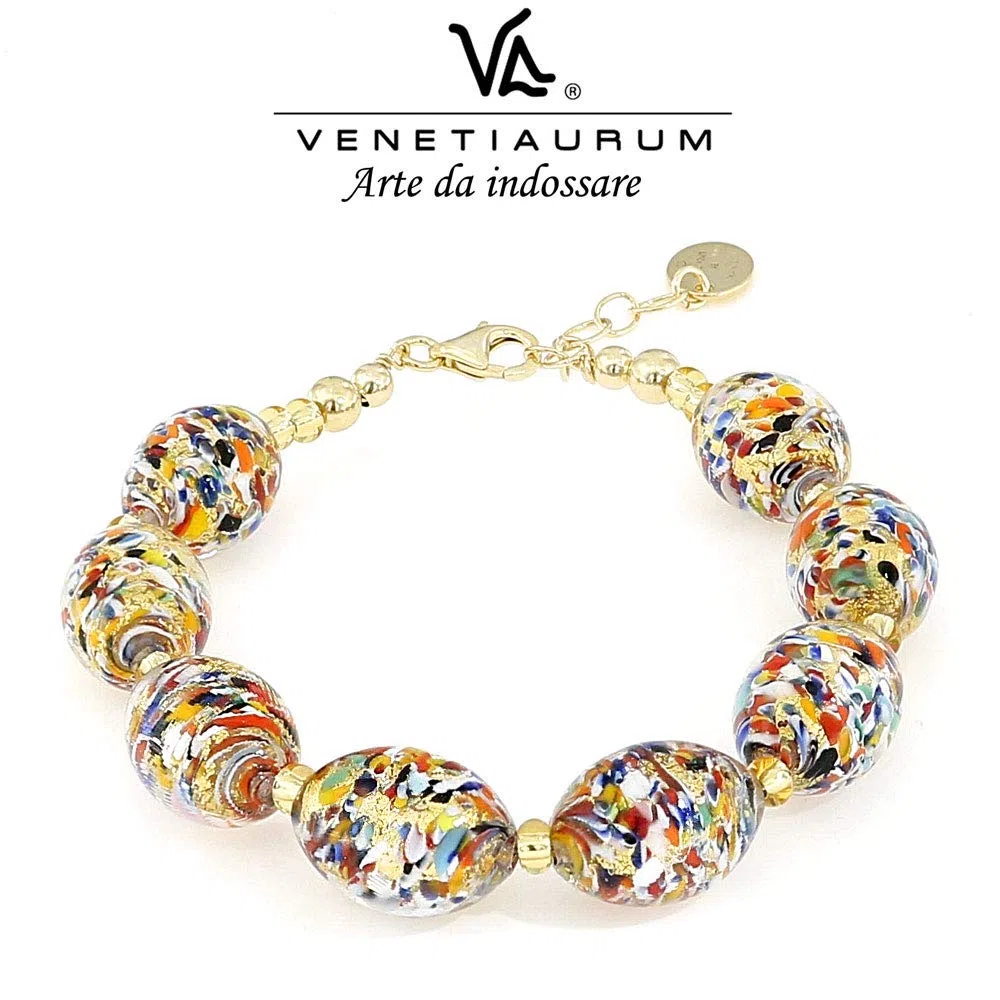 Venetiaurum - Pulsera de mujer con perlas de cristal original de Murano y plata 925 - Joya Certificada Made in Italy