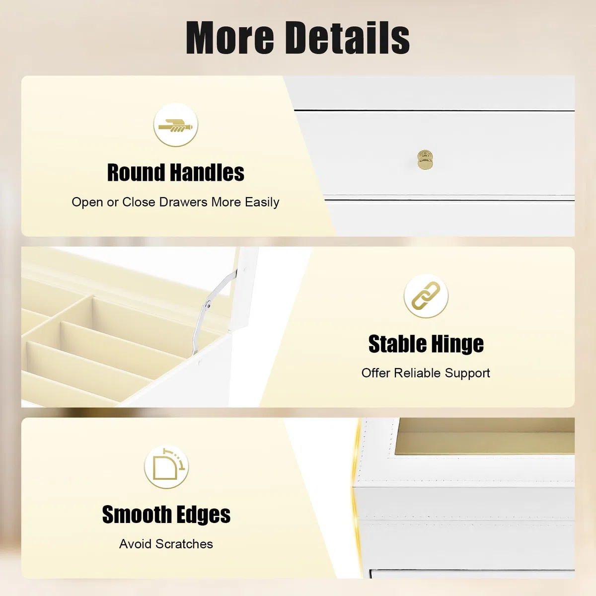 Caja para gafas, joyero, caja de gafas de 3 niveles con 24 cajones y tapa de cristal, organizador de joyas, joyero para pendientes, anillos, relojes