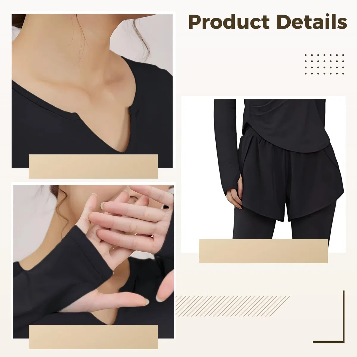 Conjunto de entrenamiento de 3 piezas para mujer, tela transpirable y antibolitas, ropa de yoga para 135-150, cómodo atuendo atlético, Negro -, talla única