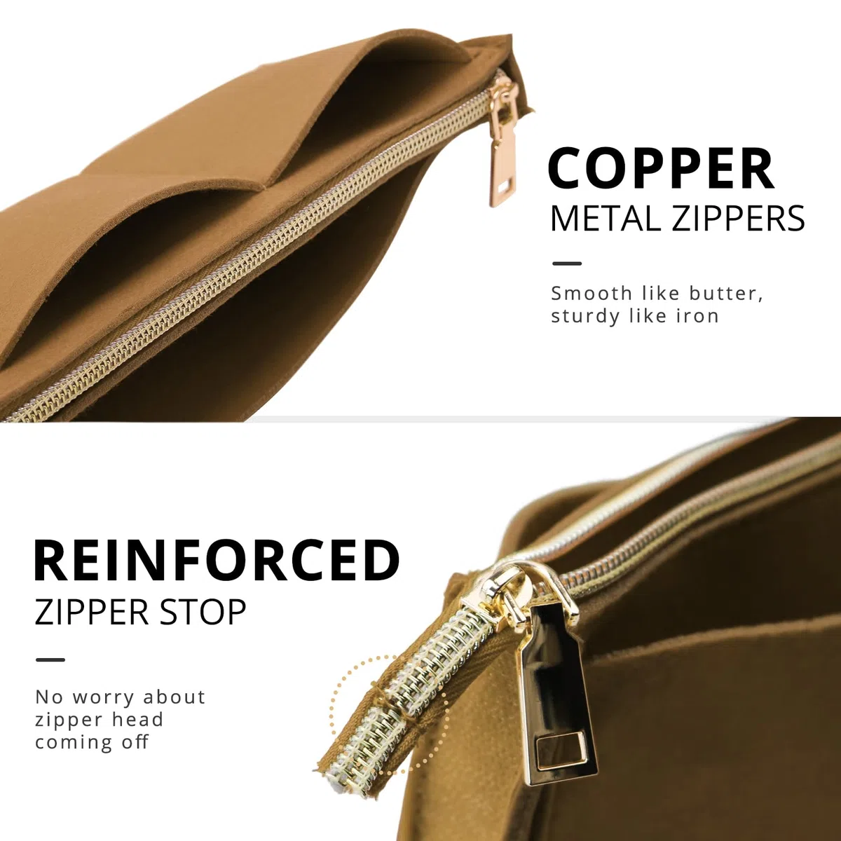 OPPOSHE Organizador de bolso para bolsos, organizador de fieltro suavizado para bolso, organizador de bolso compatible con LV, Coach, MK, Kate Spade, Goyard, Longchamp, marrón, L
