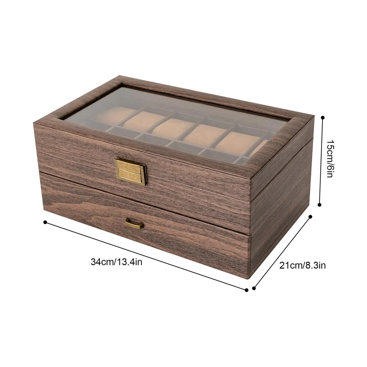 Caja de relojes con 24 compartimentos, estuche para relojes para hombres y mujeres, organizador de relojes, ideal para uso personal, presentación en tienda y decoración de interiores