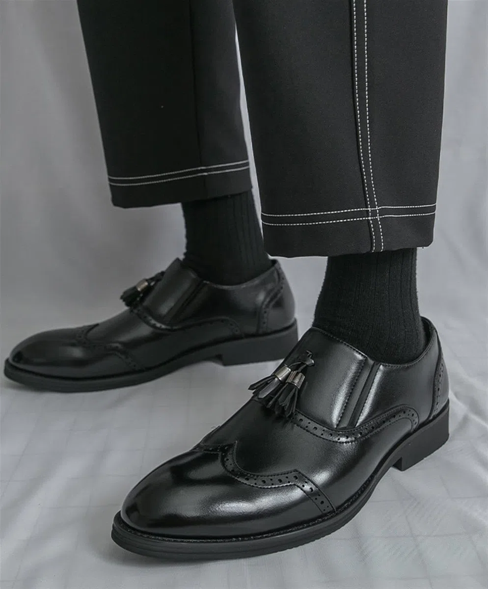 Zapatos de Vestir para Hombre Mocasines con Borlas Estilo Brogue sin Cordones Calzado Formal Clásico para Bodas Negocios Oficina Fiestas
