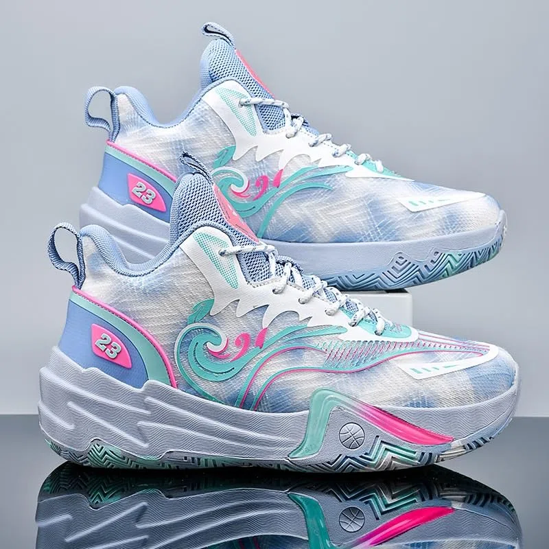 Zapatillas de Baloncesto Unisex caña Alta con Malla Transpirable y Antideslizante, Botas Deportivas Entrenamiento Moda Zapatos para Caminar