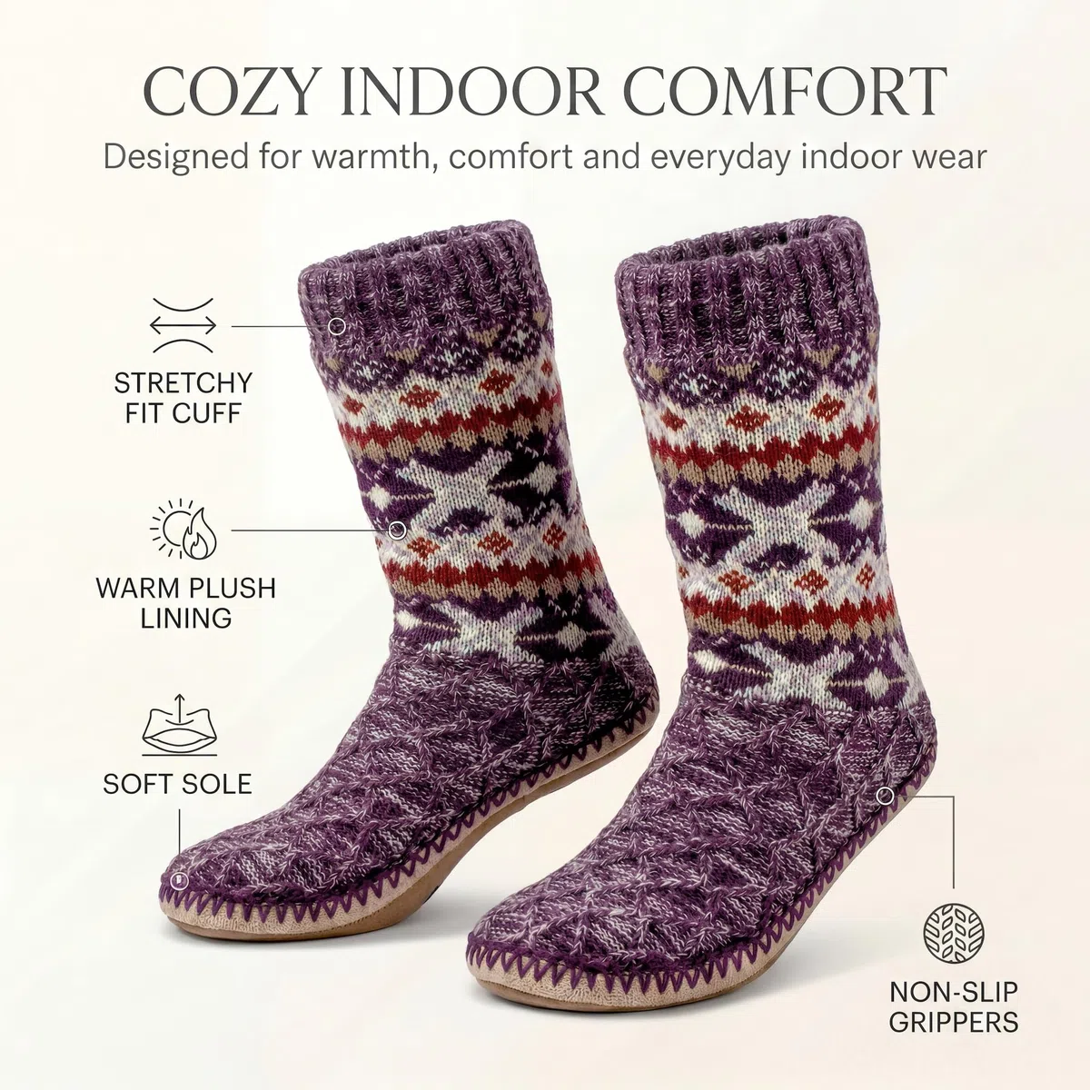 cosyone1997 Calcetines para mujer, botas cálidas y mullidas, zapatos de interior esponjosos de invierno, regalos de Navidad únicos