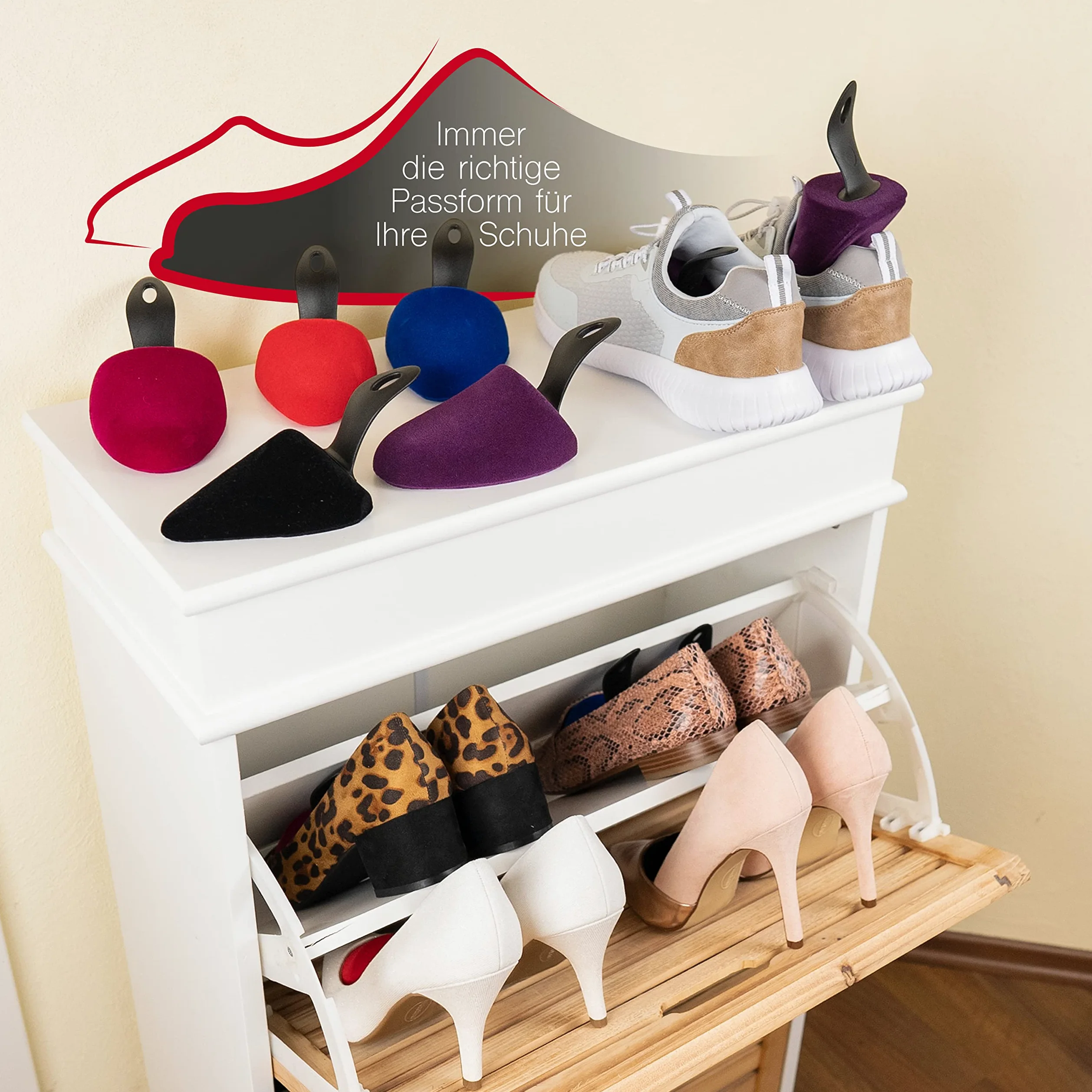 LISA Basic Velours Puntiagudo hormas para zapatos de mujer Set de 5 pares