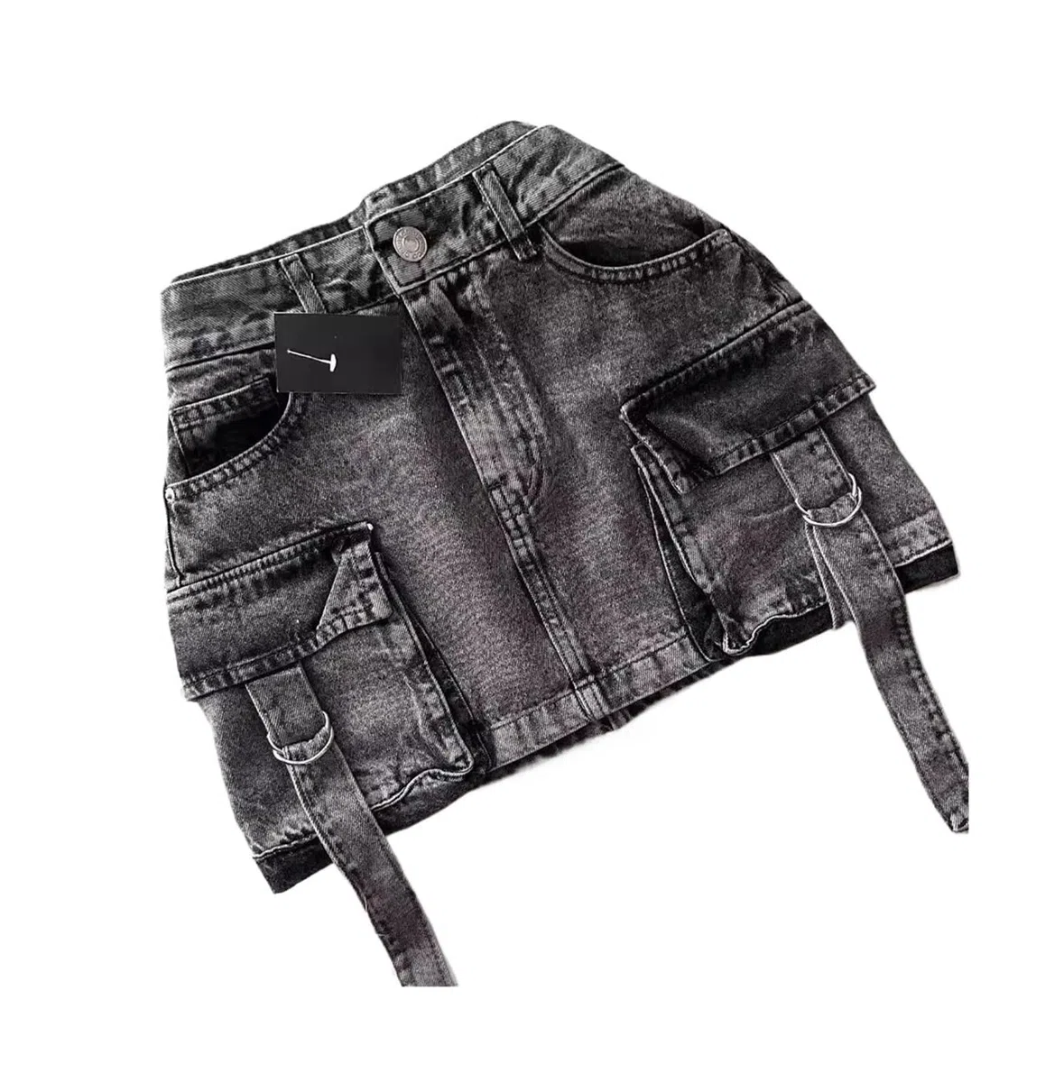 Minifalda Vaquera Faldas Mujer Falda Corta Casual Denim Cintura Alta Cadera Envoltura Una Línea Bolsillos Verano para el día a día