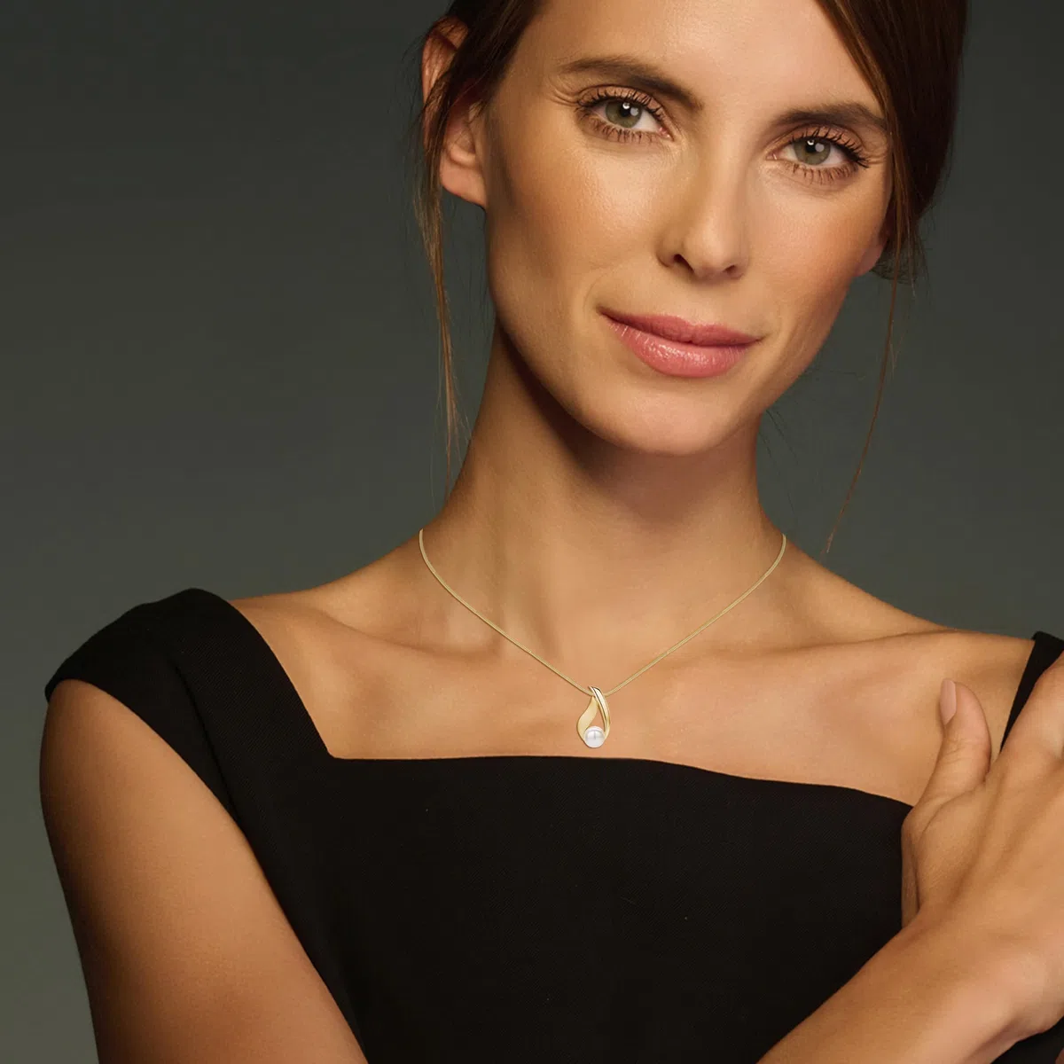 Miore Collares Mujer de Plata, Colgante de Perla Chapado en oro de 18 ct/Plata Sterling 925, Perlas de Agua Dulce 8 mm, Cadena Snake a 45 cm, Joyería para Mujer, Se entrega en Estuche para Joyas