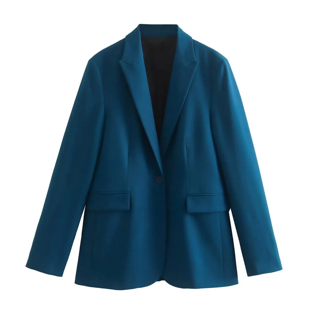 Spring - Conjunto de dos piezas para mujer, con botones, recto, cintura alta, pantalones de pierna ancha, Chaqueta de traje, XS
