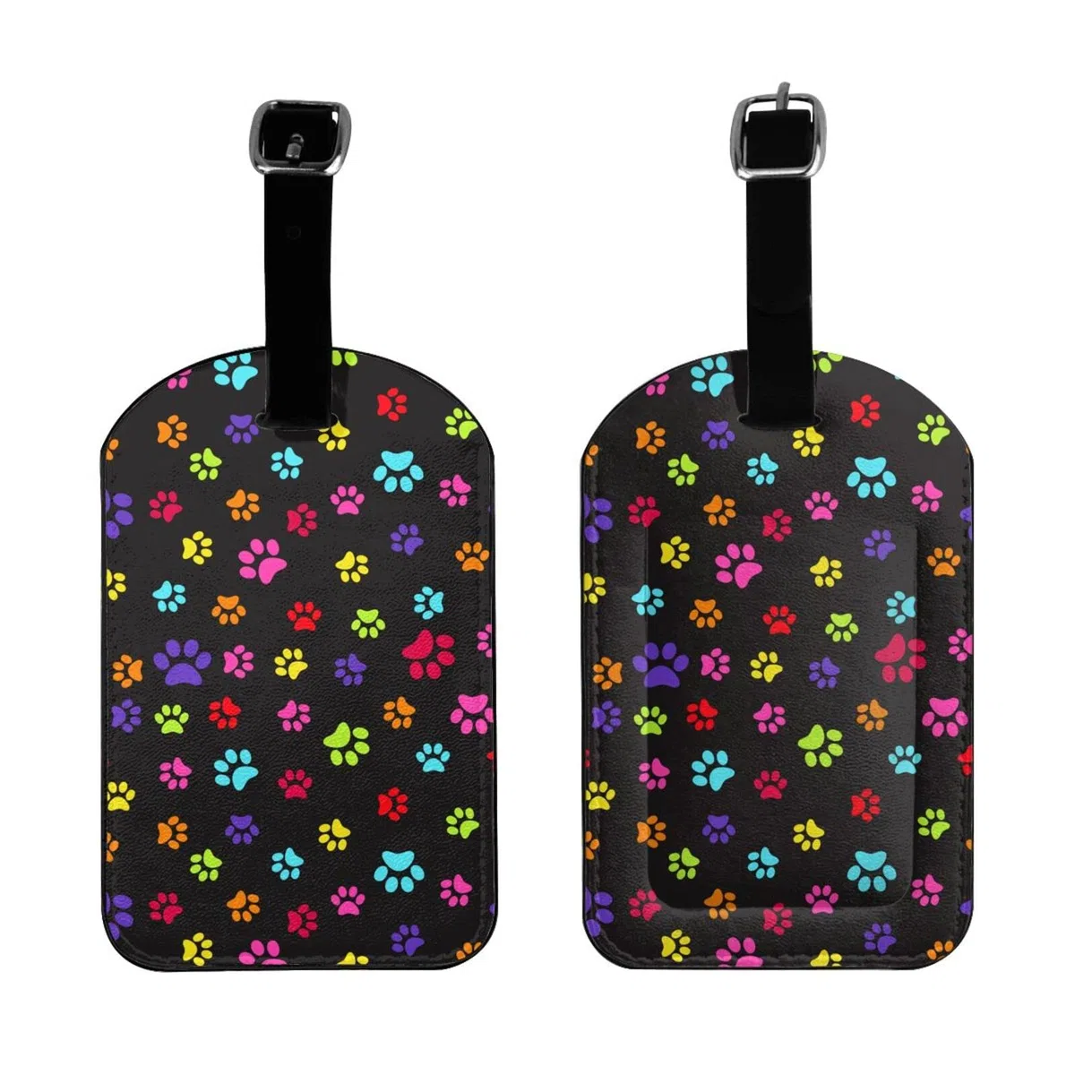 2 piezas de cuero colorido perro huellas equipaje etiquetas equipaje equipaje viaje etiqueta bolsa etiqueta