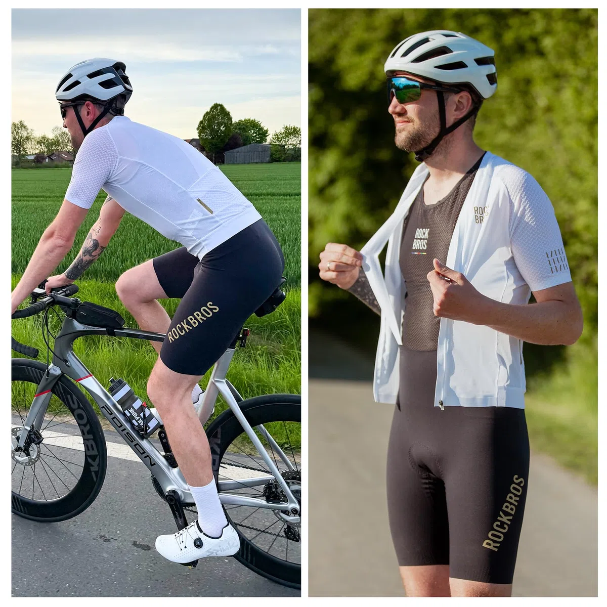 ROCKBROS Culotte Verano con Tirantes para Hombres, Pantalones Cortos con Badana Gel Acolchado Transpirable Antideslizante para Ciclismo Bicicleta de Carretera MTB