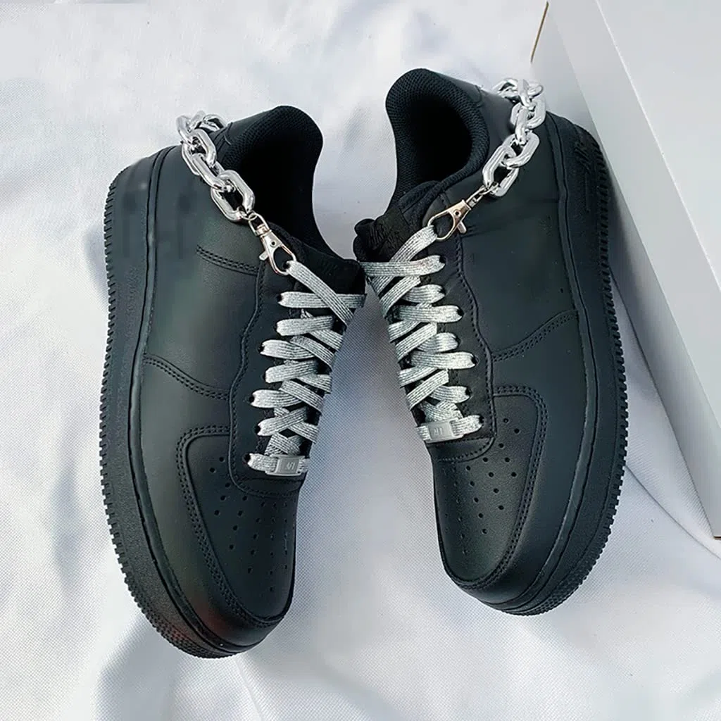 Cordones elásticos para zapatos, juego de cordones de cadena para zapatos, cordones de cadena para colgar, cordones planos, accesorios de cadena de zapatos con purpurina delicada, el juego incluye 2