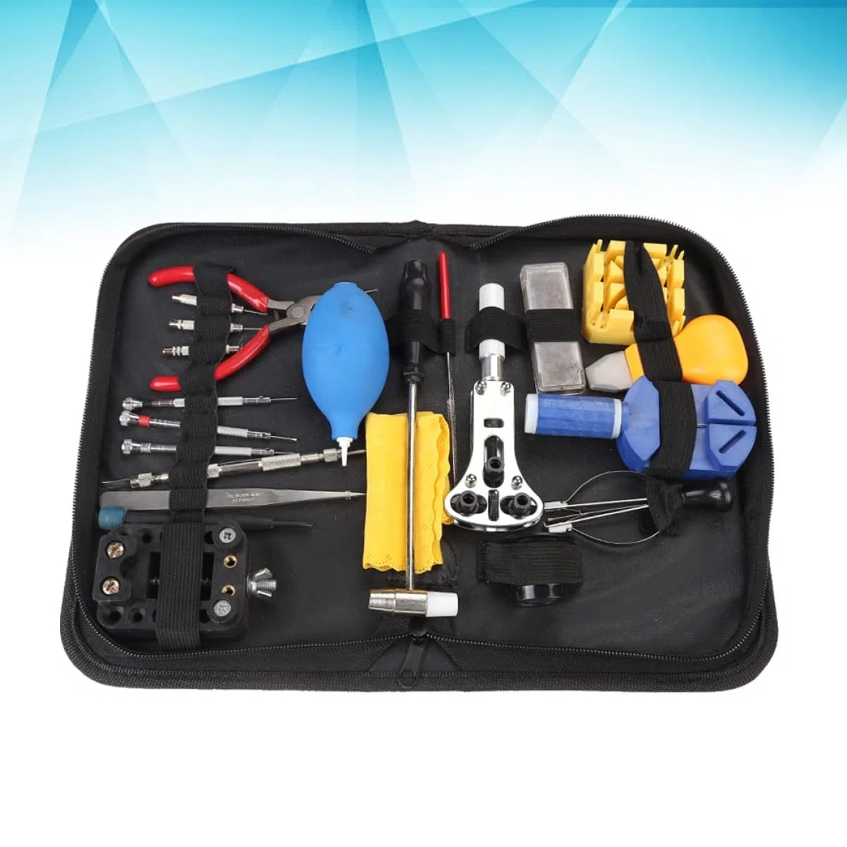 Kit de Reparación de Relojes 22 Piezas Metal Negro Profesional