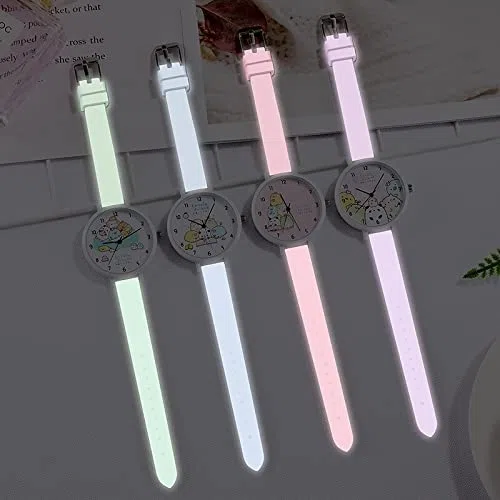 Reloj de niña Reloj de Dibujos Animados Relojes Luminosos Niñas Niños Estudiantes Relojes de Pulsera Reloj de Regalo Relojes Transparentes para niñas (Color : Light Purple)