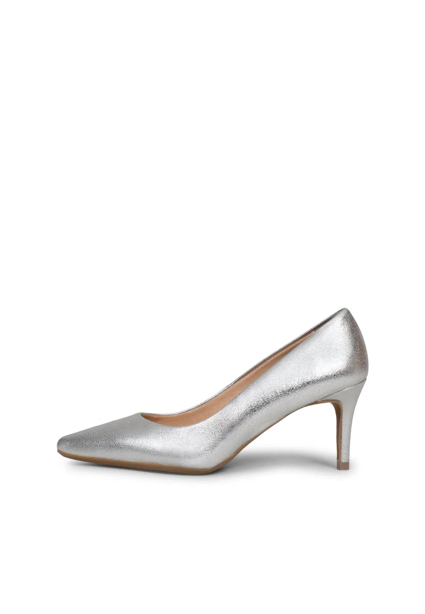 miMaO. Zapatos de tacón Fino de Piel Metalizada con Plantilla de Gel. Diseñado y Fabricado en España