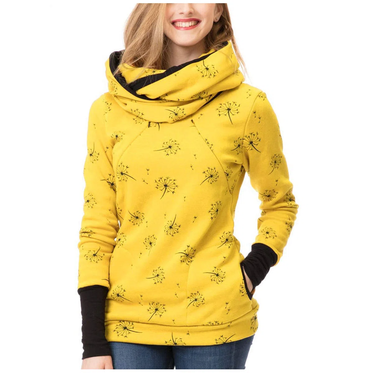 Generisch Sudadera con capucha para lactancia embarazada, blusa de maternidad para mujer (amarillo, M)