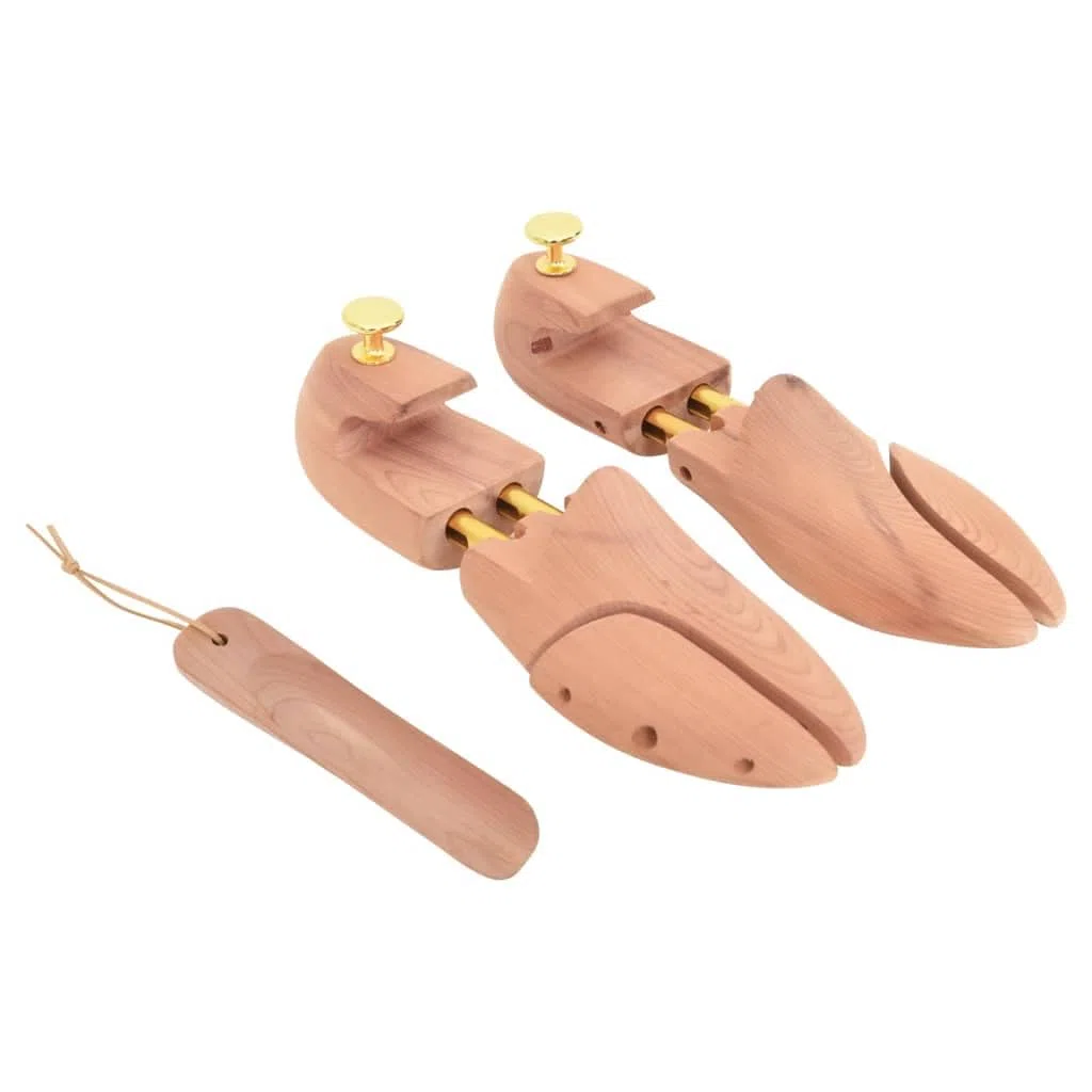 Horma de zapatos con calzador de madera maciza de cedro EU 38-39, ajustable para hombre y mujer, para evitar arrugas y soporte de forma, cuidado de zapatos y zapatillas de piel
