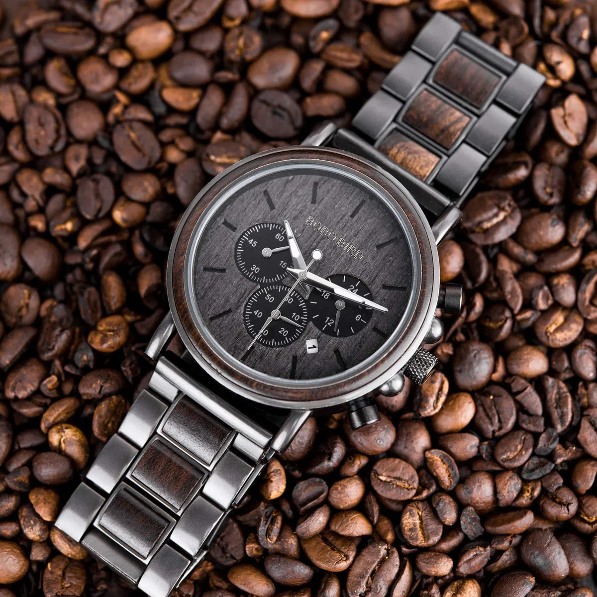 2win Reloj de Madera Grabado para Novio, mi Hombre, prometido, Marido, Relojes de Madera Personalizados para Hombres, cumpleaños, Aniversario, Reloj Personalizado, B-para-Novio, Pulsera
