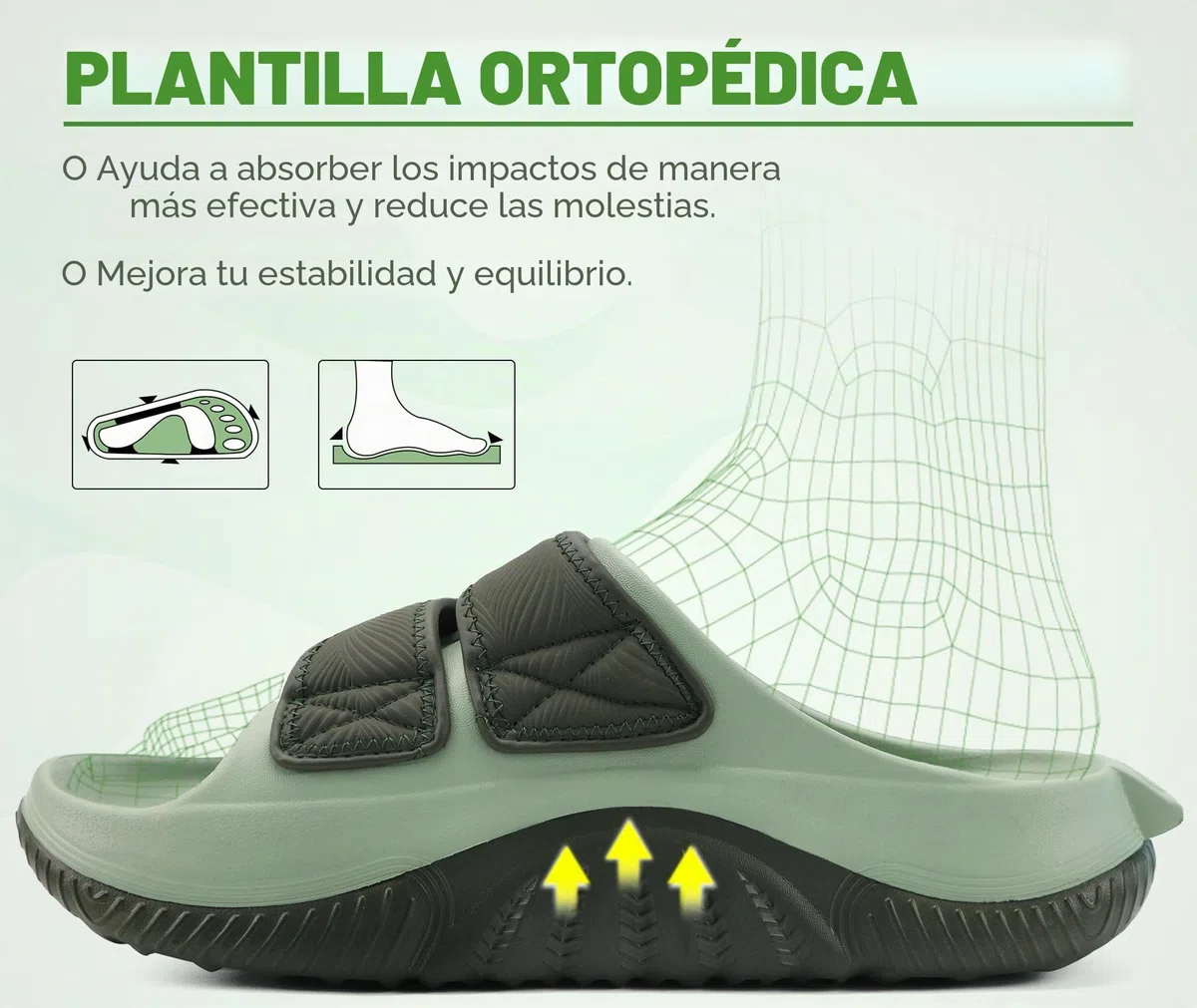 COFACE Sandalias de recuperación hombres Sandalias ortopédicas deslizantes caminar Ajustables acolchado grueso Ortopédicas Hombre Fascitis plantar Confortables Casual Al aire libre Talla 40-48