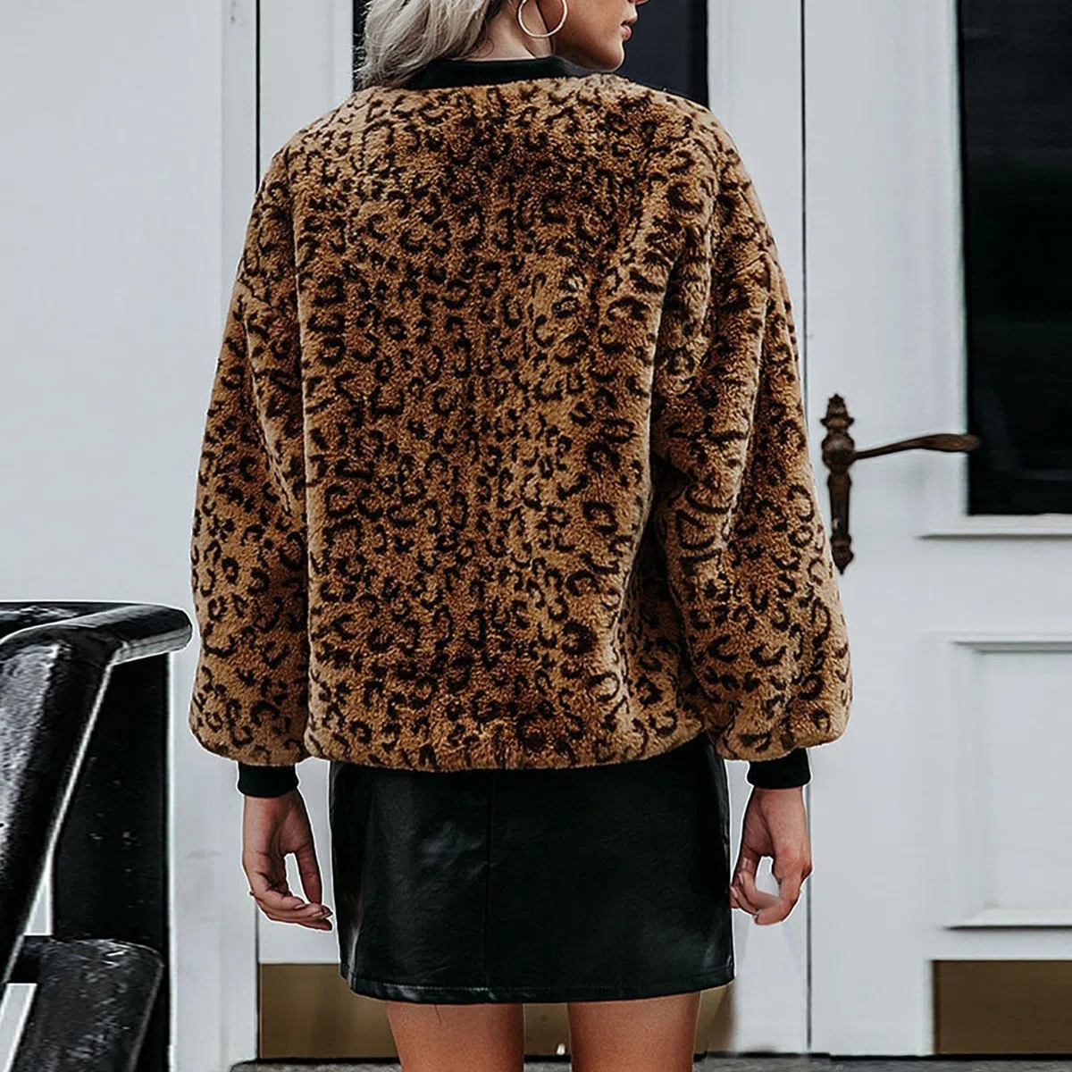 Chaqueta Mujer Invierno Abrigos De Cazadora Forro Polar，Chaqueta Mujer Forro Polar Estampado Leopardo Manga Larga Abrigo Gruesa
