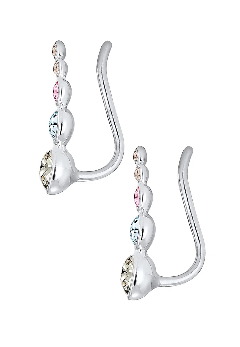 Elli Earrings Earclimber Circle Geo Crystals 925 Sterling Silver