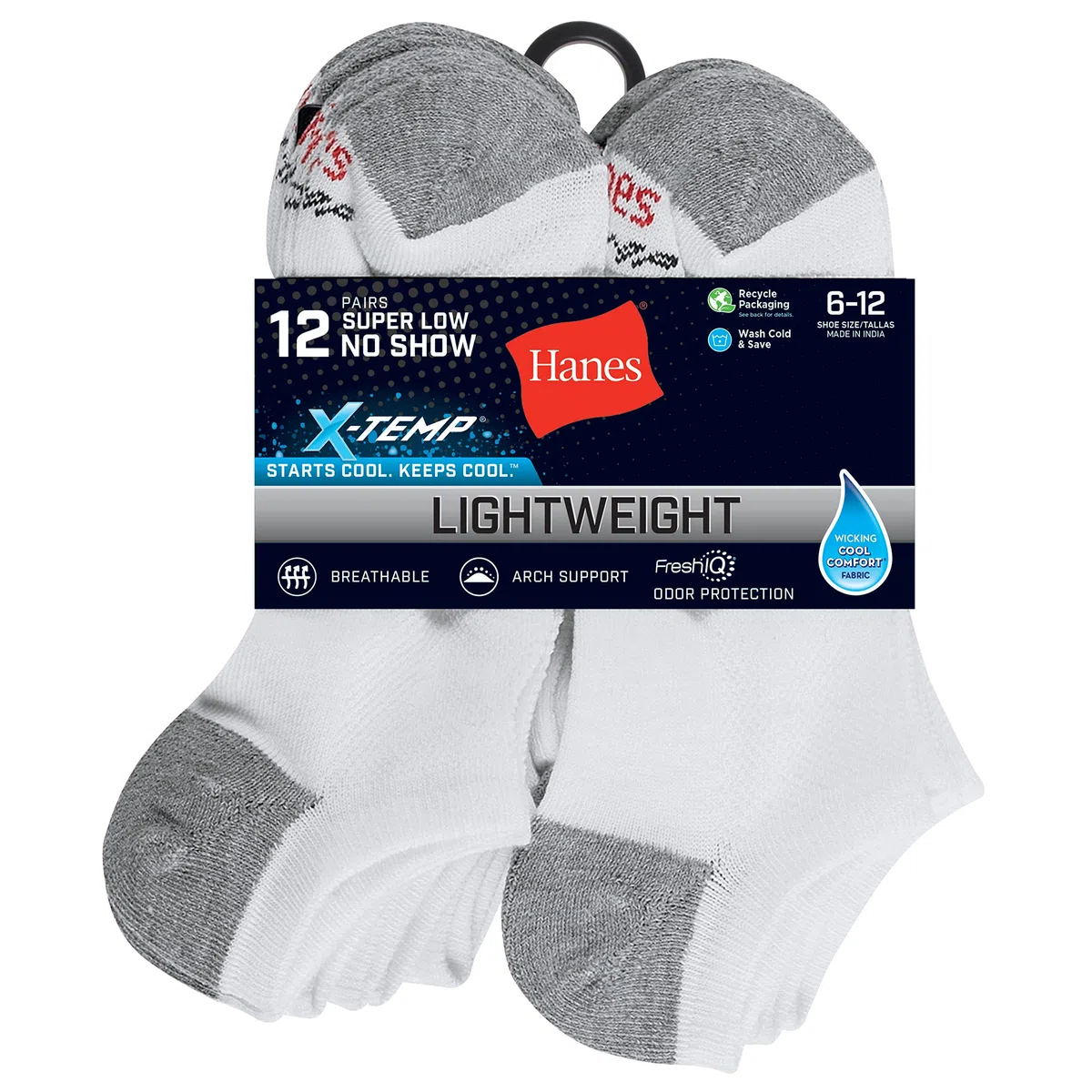 Hanes X-temp Herrensocken, Leicht, Niedrig Geschnitten Und Ohne Show, 12er-pack Calcetín casual Hombre (Pack de 12)