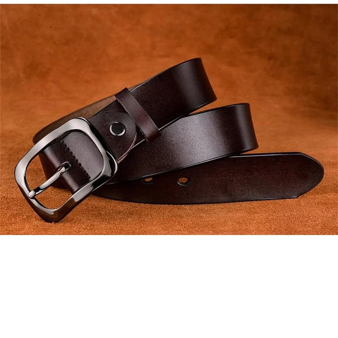 Yeuyyben Cinturón de piel auténtica con hebilla de metal para mujer, estilo casual, pantalones vaqueros, cinturón de cintura ajustable
