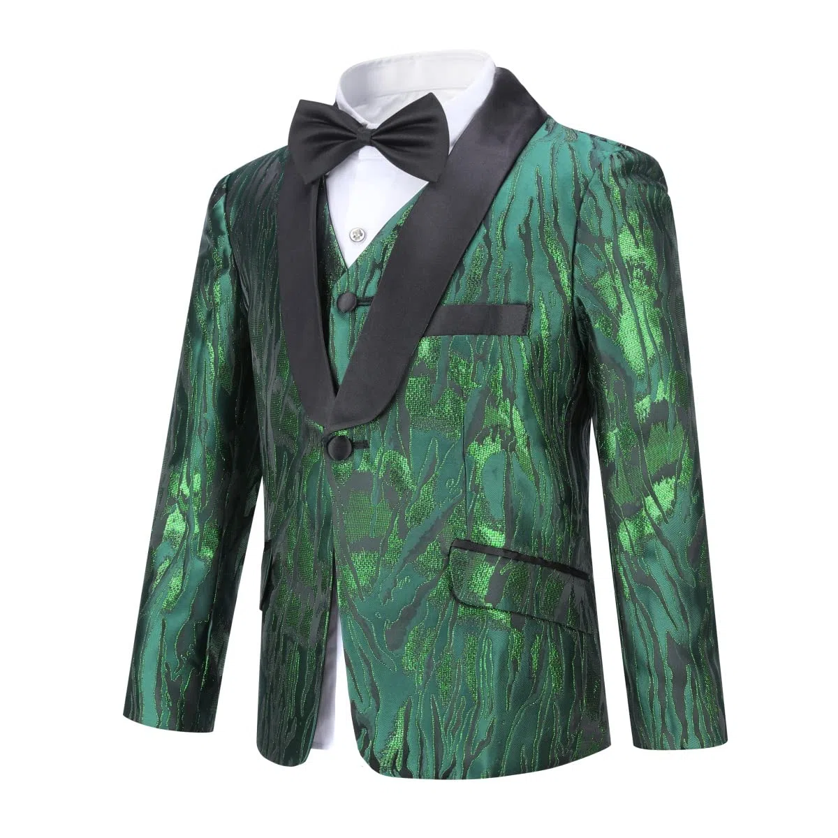 Sliktaa Trajes de niños 3 piezas de arte formal impreso trajes de un solo pecho un botón trajes de fiesta de boda rendimiento Blazer+chaleco+pantalones