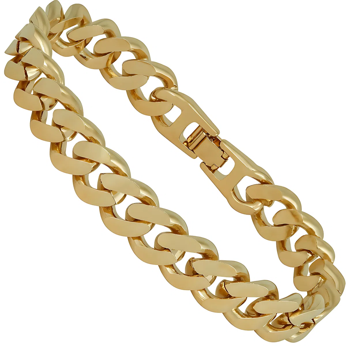 LIFETIME JEWELRY Pulsera de cadena de eslabones cubanos Miami de 12 mm para hombre, chapada en oro de 24 quilates, fabricada en Estados Unidos con reemplazo de por vida, 9 inches, Metal, Sin piedra