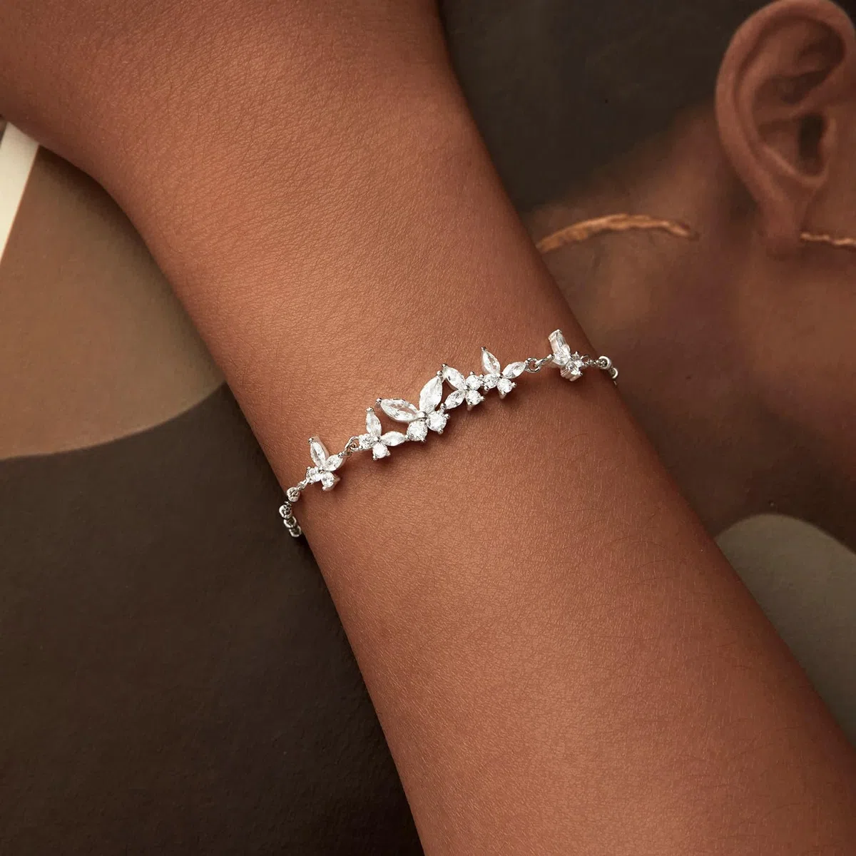 YCTTKDD Pulseras de Mariposa moradas de Plata de Ley S925 para Mujer, Pulsera de eslabones Ajustable, Regalos de joyería de Navidad