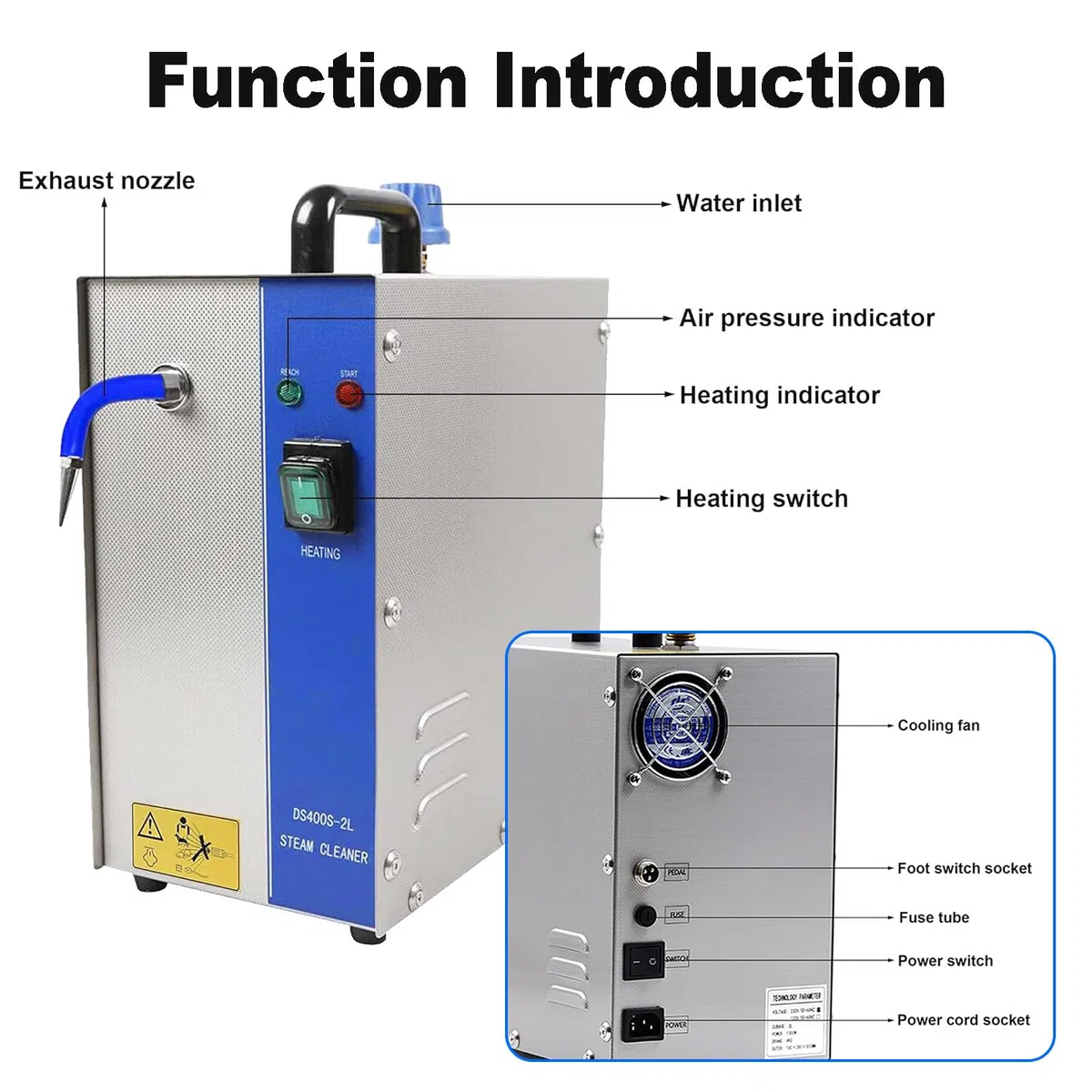 Limpiadora a vapor para joyas, limpiadora a vapor profesional para gemas de 1300W, limpiadora a vapor eléctrica para joyas de 2L, para oro/plata/piedras preciosas, para estudios de joyería 110V