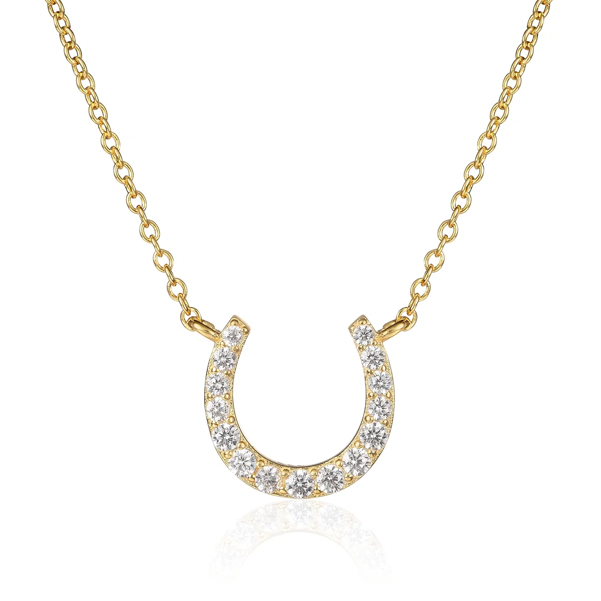 Diamond Treats Delicado Collar de Herradura en Plata de Ley 925, Lindo Collar Colgante de Herradura en Plata, Oro u Oro Rosa, Collares con Amuleto de la Suerte para Mujer