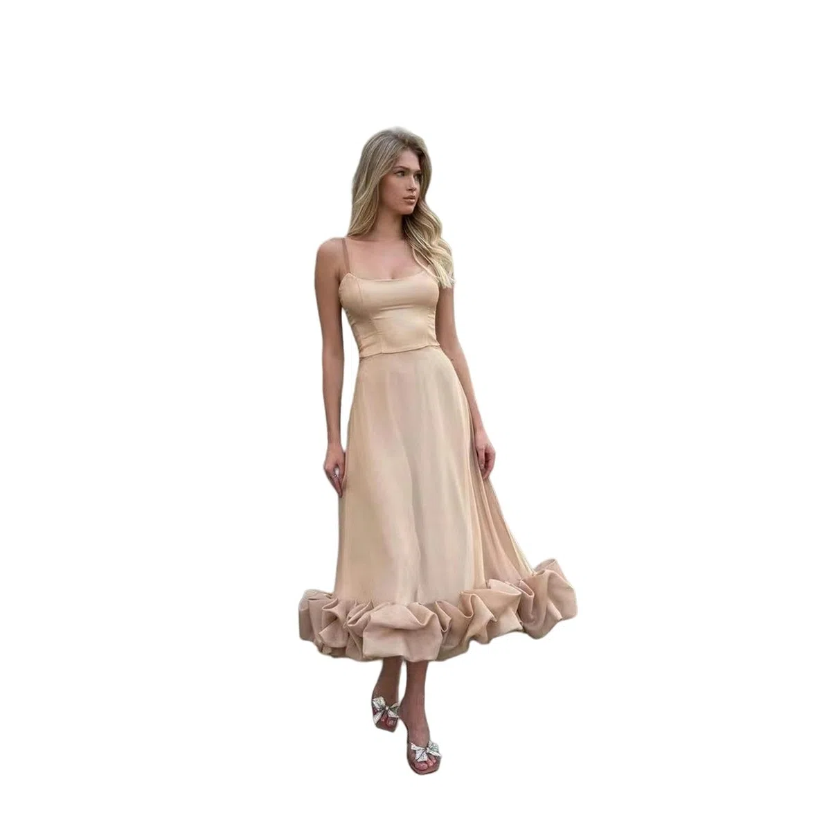 Vestidos de Verano Vestidos Largos de Verano Femeninos Vestidos Casuales de Tirantes Delgados Vestidos de Vacaciones Vestidos de Playa, HUTALIM, Albaricoque, m