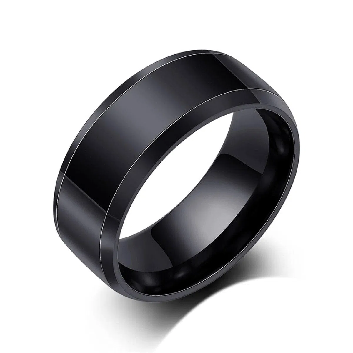 Anillos para Hombres y Mujeres Anillo Anillos Mujeres Bisutería Hombres 8 mm de Ancho Anillos de Acero Inoxidable Moda Negro/Color Plata/Color Oro Anillo de Bodas Joyas para Mujeres Hombres (15141