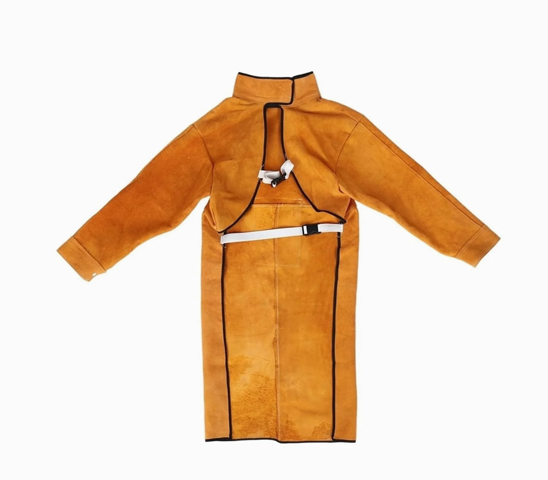 Delantal de soldadura de PU 120cm retardante de llama ropa protectora de soldador de manga larga PU dividido resistente al fuego for hombres