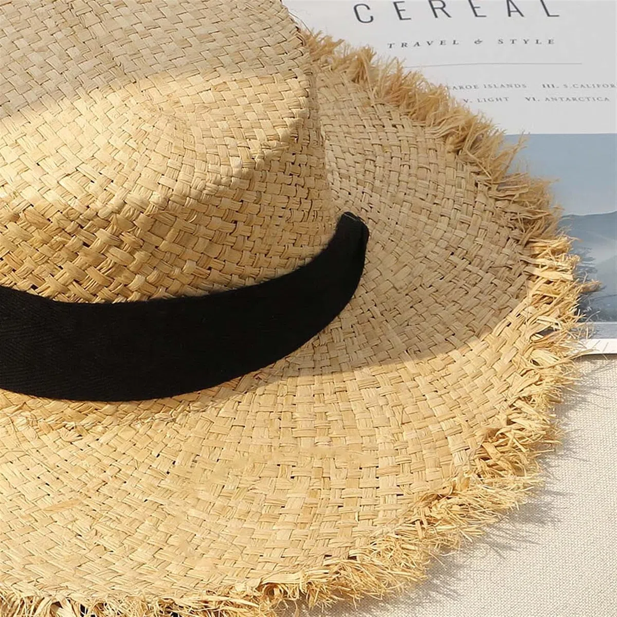 Niña Sombrero de Sol Sombrero de paja de correa de encaje de mujer con cinta de arco tapa de verano visera vacaciones al aire libre vacaciones plana top playa protección sol Verano Sombrero