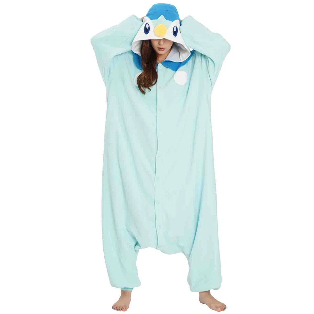 SAZAC Kigurumi - Disfraz de Pokemon - Piplup - Mono de Halloween - Talla XL para Adultos