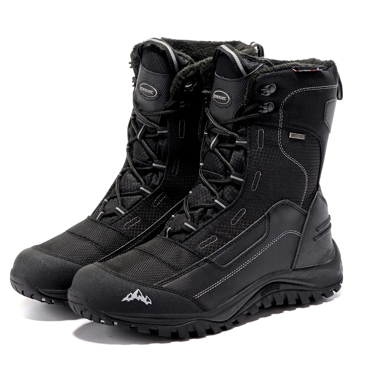 Botas de nieve para hombre con forro de piel, cálidas e impermeables