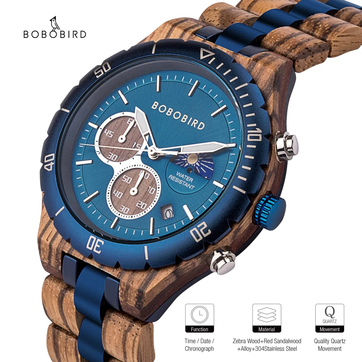 2win Relojes de madera grabados personalizados para hombre, reloj de moda multifunción para cumpleaños, aniversario, relojes de madera para marido, novio, papá, él, hijo, con caja de regalo, A-TO MY