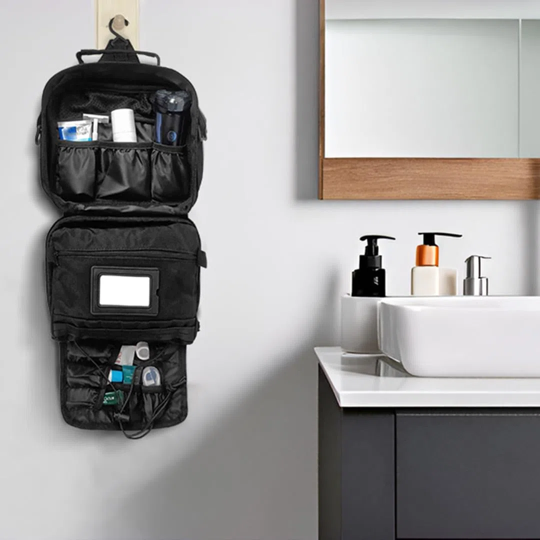 SMONT - Neceser táctico para Hombre, Kit de Aseo para Colgar, Bolsa de Afeitado para Viajes, Accesorio de baño, 24 cm