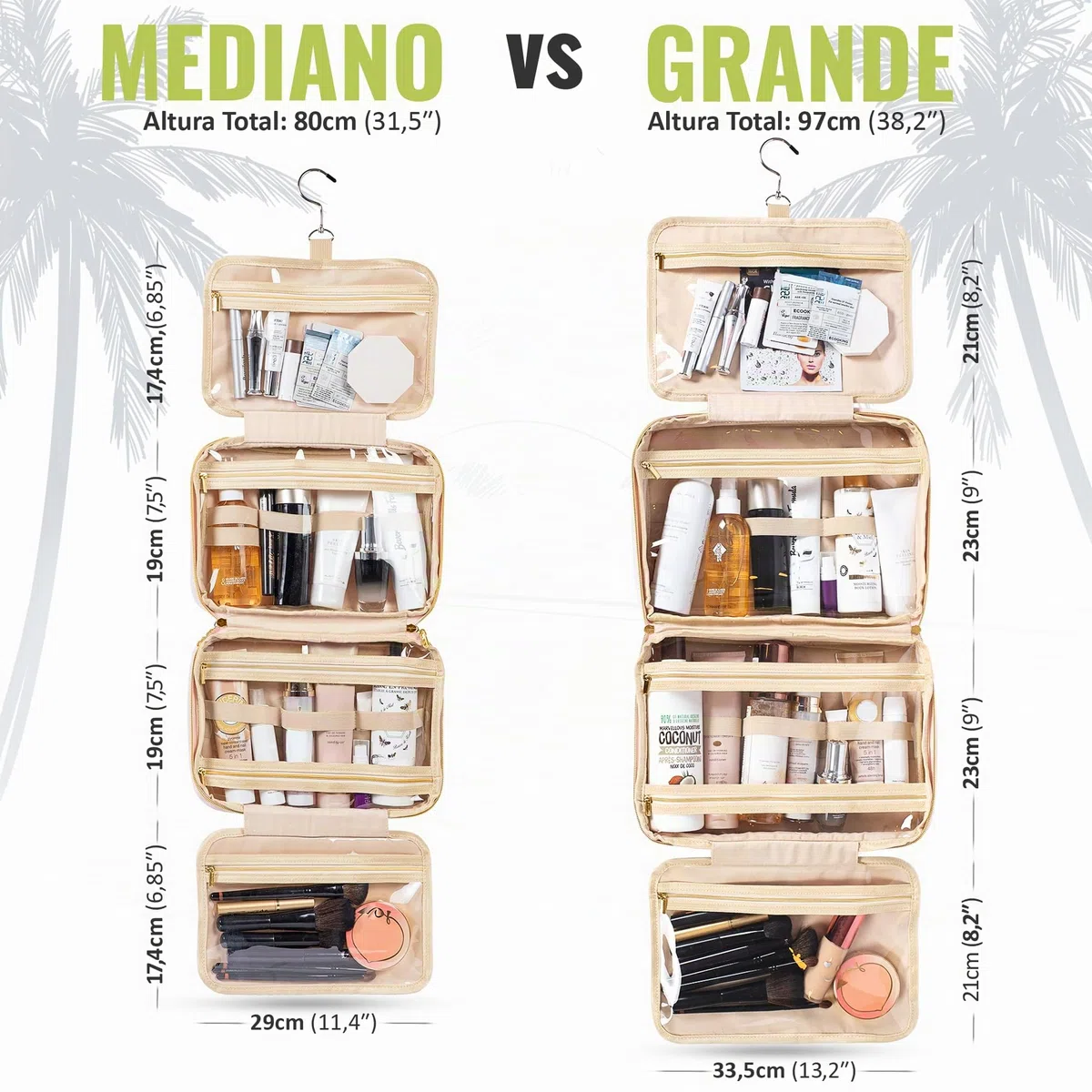 BOACAY Neceser Grande para Mujer y Niña, Bolsa de Aseo Colgante, Bolso Baño y Viaje, Organizador de Maquillaje, Kit para Cosméticos, Accesorios