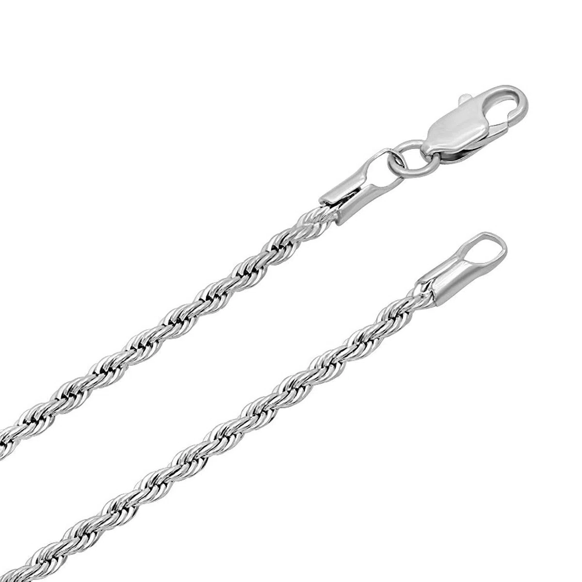 Cadena de Oro 14K Amarillo o Oro Blanco macizo de 2mm Corte de diamante Realmente Fuerte Cierre de garra de langosta para hombres o mujeres, delgada para colgantes de 16-24 pulgadas
