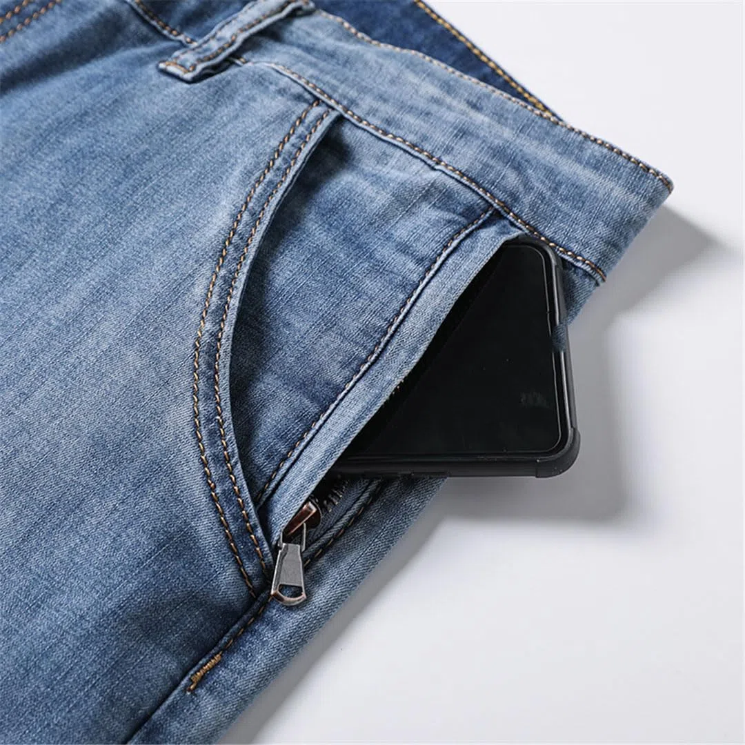 Vogrtcc Pantalones Vaqueros Rectos Relajados con Bolsillo con Cremallera para Hombre